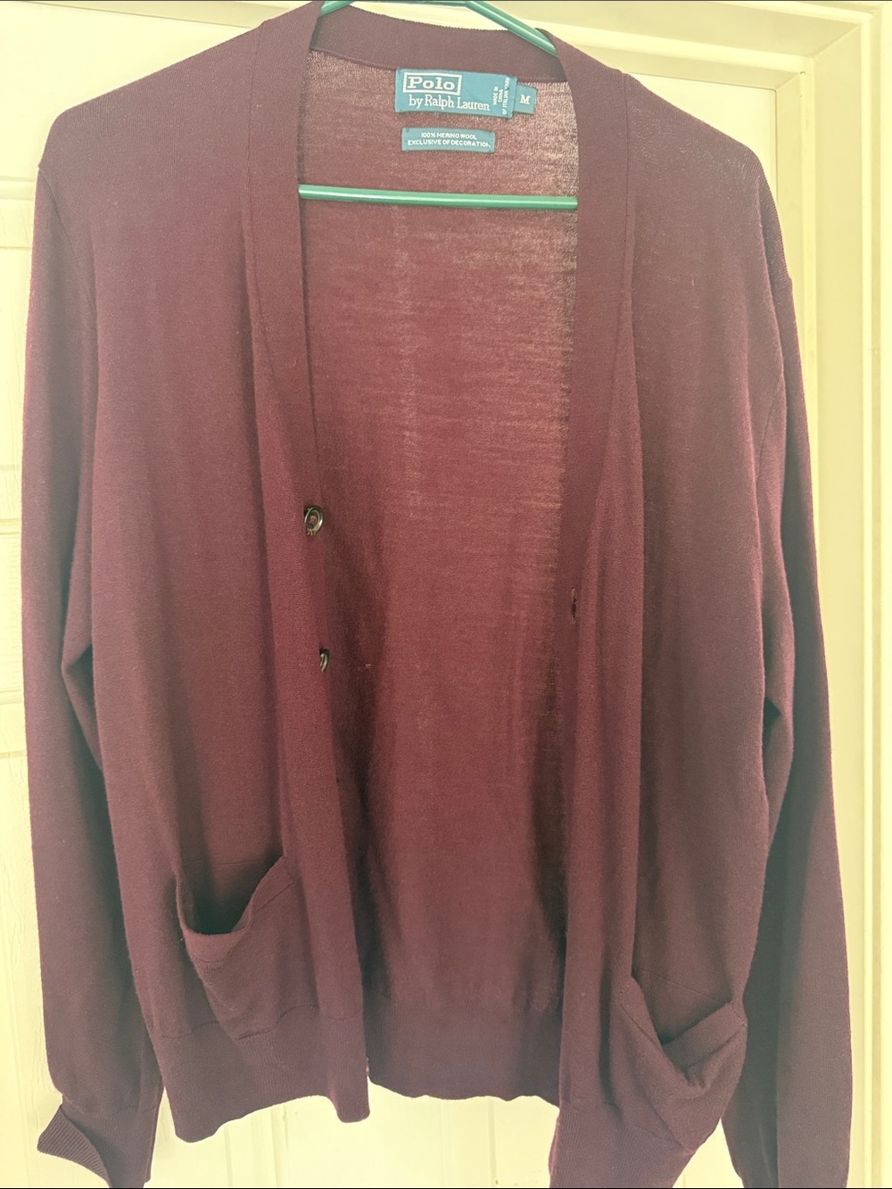 Polo by Ralph Lauren Men's Burgundy Open-Front Cardigan